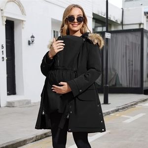 3-in-1 Black Maternity Winter Coat - with Babywearing insert!